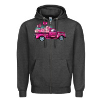 Charcoal Heather valentine's day pink truck Zipper Hoodie - BarkalooDesign
