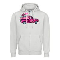 Dove Grey valentine's day pink truck Zipper Hoodie - BarkalooDesign