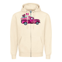 Sandshell valentine's day pink truck Zipper Hoodie - BarkalooDesign