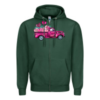 Sports Green valentine's day pink truck Zipper Hoodie - BarkalooDesign