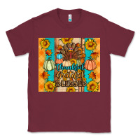 Burgundy Thankful grateful blessed Classic Tee - Artiststas