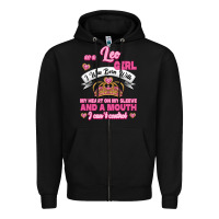 Black As A Leo Girl I Was Born With My Heart On My Sleeve And A Mouth Zipper Hoodie - Jasminsmagicworld