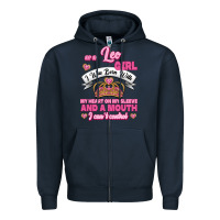 Navy As A Leo Girl I Was Born With My Heart On My Sleeve And A Mouth Zipper Hoodie - Jasminsmagicworld