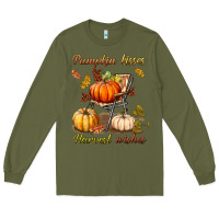 Army Green pumpkin kisses harvest wishes Long Sleeve Tee - BundleAndBundleShop