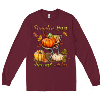 Burgundy pumpkin kisses harvest wishes Long Sleeve Tee - BundleAndBundleShop