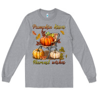 Heather Grey pumpkin kisses harvest wishes Long Sleeve Tee - BundleAndBundleShop