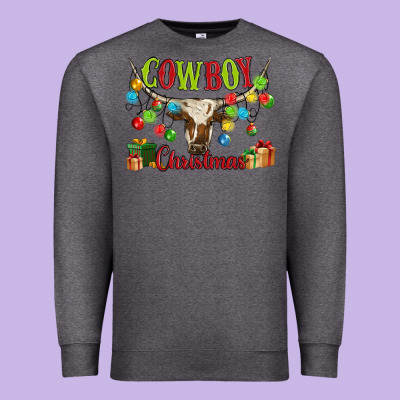 Cowboy Christmas Premium Sweatshirt Designed By Maliassmallbusiness