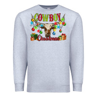 Heather Grey cowboy christmas Premium Sweatshirt - MaliasSmallBusiness
