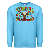 Ocean Blue cowboy christmas Premium Sweatshirt - MaliasSmallBusiness