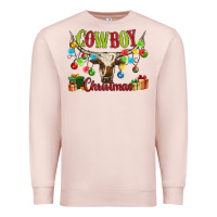 Pale Pink cowboy christmas Premium Sweatshirt - MaliasSmallBusiness