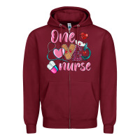 Burgundy one loved nurse Zipper Hoodie - BarkalooDesign