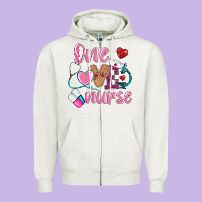 One Loved Nurse Zipper Hoodie Designed By Barkaloodesign