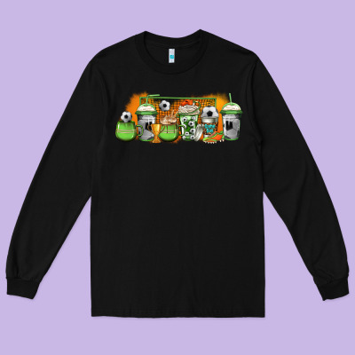 Soccer Coffee Cups Long Sleeve Tee Designed By Jasminsmagicworld