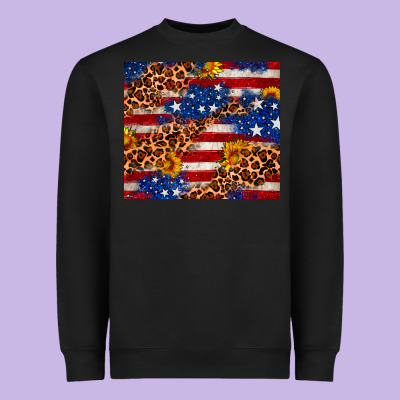 4th Of July Usa Flag Leopard Sunflower 20oz Tumble Heavyweight Sweatshirt Designed By Neo Western