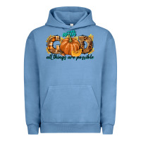 Pigment Pebble Blue With God All Things Are Possible Urban Hoodie - texasbilliewilder