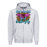 Heather Grey Western Anti-Social Butterfly Zipper Hoodie - LillyAllenDesigns
