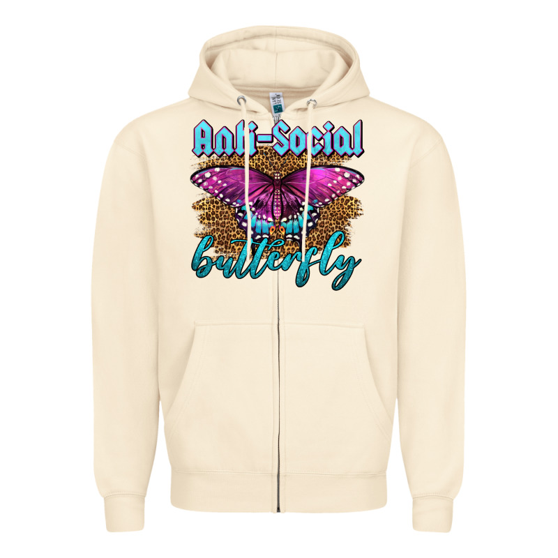 Western Anti-social Butterfly Zipper Hoodie by LillyAllenDesigns | Teevron