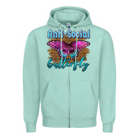 Seafoam Western Anti-Social Butterfly Zipper Hoodie - LillyAllenDesigns