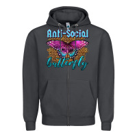 Smoke Western Anti-Social Butterfly Zipper Hoodie - LillyAllenDesigns