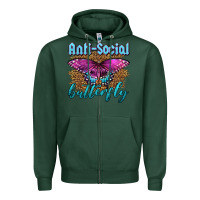 Sports Green Western Anti-Social Butterfly Zipper Hoodie - LillyAllenDesigns