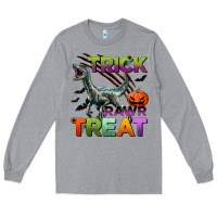 Heather Grey trick rawr treat Long Sleeve Tee - BundleAndBundleShop