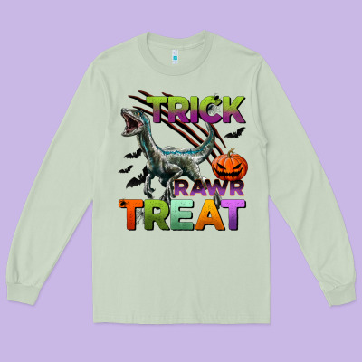 Trick Rawr Treat Long Sleeve Tee Designed By Bundleandbundleshop
