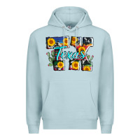 Blue Mist texas tx serape sunflower cowhide Premium Hoodie - AdoDesignShop