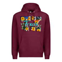 Burgundy texas tx serape sunflower cowhide Premium Hoodie - AdoDesignShop
