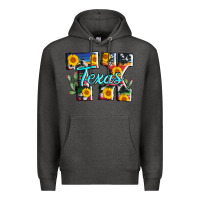 Charcoal Heather texas tx serape sunflower cowhide Premium Hoodie - AdoDesignShop