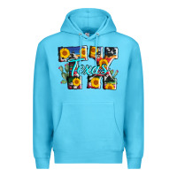 Ocean Blue texas tx serape sunflower cowhide Premium Hoodie - AdoDesignShop