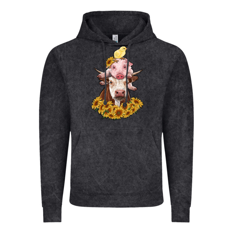 Cow With Pig And Chick Vintage Hoodie by RanaPortraitStore | Teevron