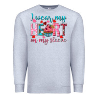 Heather Grey i wear my heart on my sleeve Premium Sweatshirt - NancyCooperArtShop