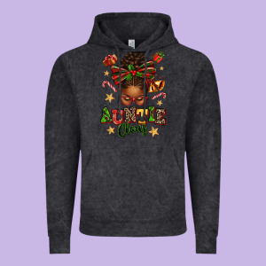Auntie Claus Afro Messy Bun Vintage Hoodie Designed By Texasbilliewilder