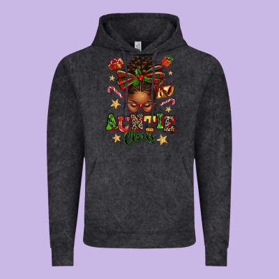 Auntie Claus Afro Messy Bun Vintage Hoodie Designed By Texasbilliewilder