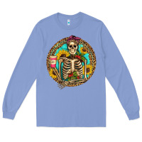 Colony Blue western skeleton coffee sunflowers Long Sleeve Tee - Artiststas