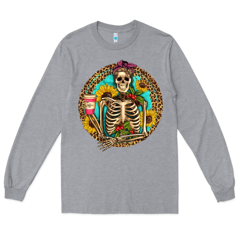 Western Skeleton Coffee Sunflowers Long Sleeve Tee by Artiststas | Teevron