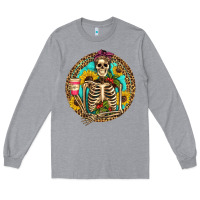 Heather Grey western skeleton coffee sunflowers Long Sleeve Tee - Artiststas