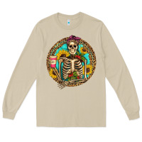 Mushroom western skeleton coffee sunflowers Long Sleeve Tee - Artiststas