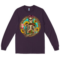Plum western skeleton coffee sunflowers Long Sleeve Tee - Artiststas