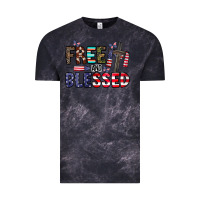 Cloud Black free and blessed Vintage Tee - CowhideDigitalArt
