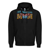 Black all american mom american flag butterfly Zipper Hoodie - LillyAllenDesigns