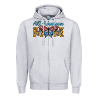 Heather Grey all american mom american flag butterfly Zipper Hoodie - LillyAllenDesigns