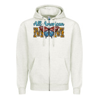 Oatmeal Heather all american mom american flag butterfly Zipper Hoodie - LillyAllenDesigns