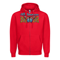 Red all american mom american flag butterfly Zipper Hoodie - LillyAllenDesigns