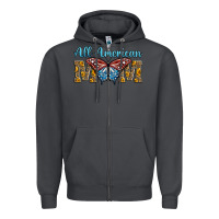 Smoke all american mom american flag butterfly Zipper Hoodie - LillyAllenDesigns