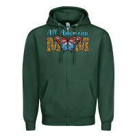 Sports Green all american mom american flag butterfly Zipper Hoodie - LillyAllenDesigns