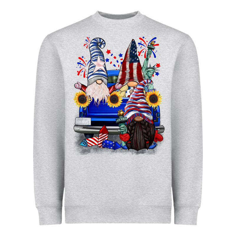 4th Of July Gnomes Truck Heavyweight Sweatshirt by CowGirlArtShop | Teevron