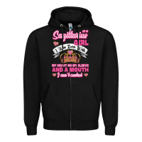 Black As A Sagittarius Girl I Was Born With My Heart On My Sleeve And  Mouth Zipper Hoodie - Jasminsmagicworld