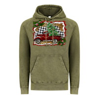 Vintage Olive christmas truck with tree Vintage Hoodie - RanaPortraitStore