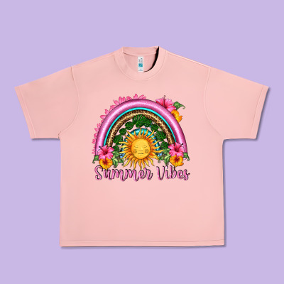 Summer Vibes  Rainbow Urban Heavy Tee Designed By Hra Design Shop